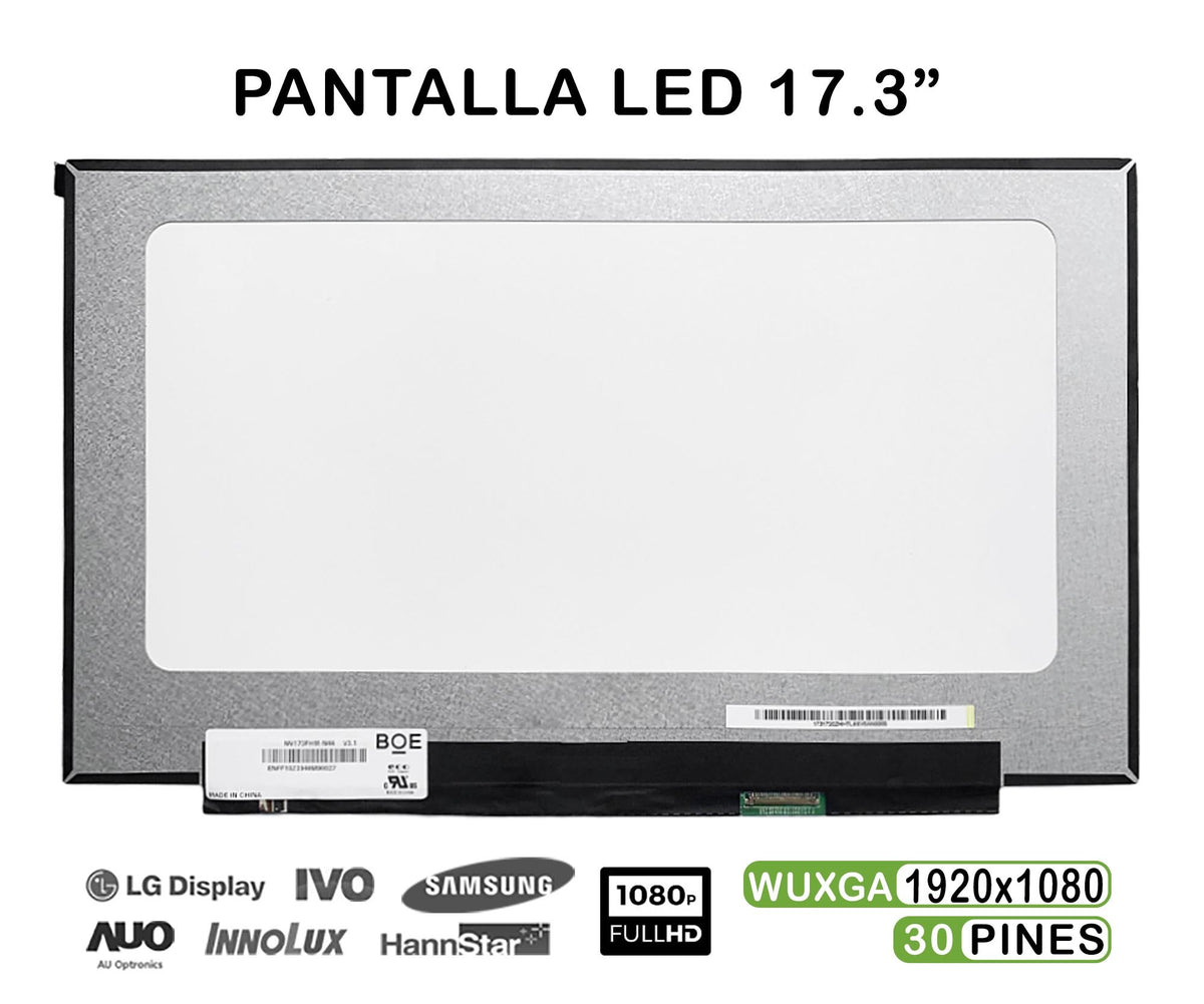 Pantalla Led De 17.3" Para Portátil Nv173Fhm-N49 Nv173Fhm-N46 Fhd 30 Pines Ips