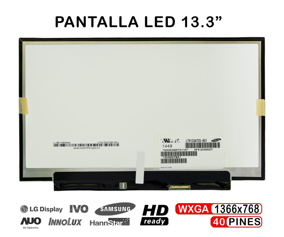 Pantalla Led De 13.3" Para Portátil Ltn133At25-T01 Ltn133At25-601 Ltn133At25-501