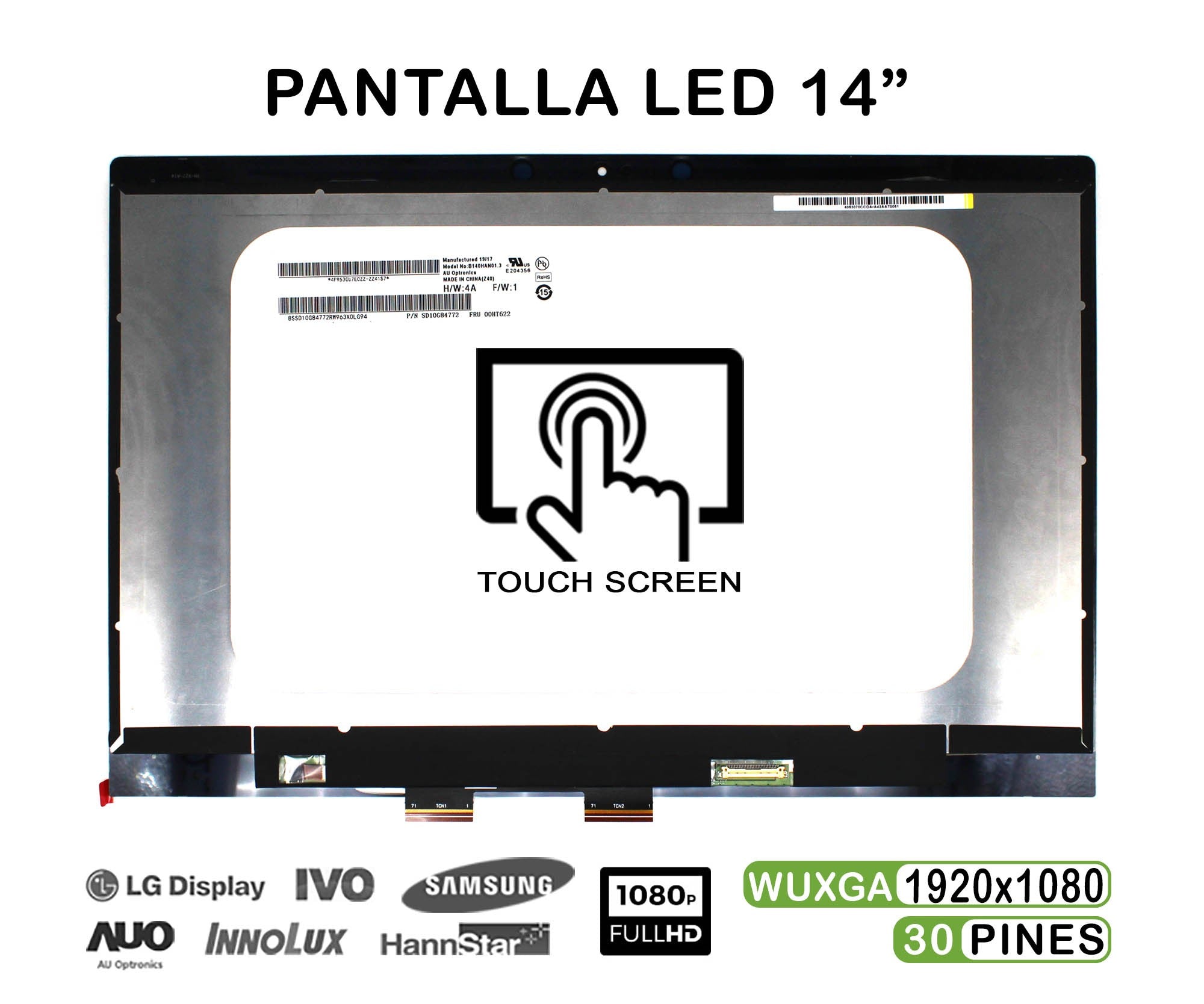Pantalla Led De 14" Táctil Sin Marco Para Portátil Hp Pavilion X360 14-Cd 14M-Cd