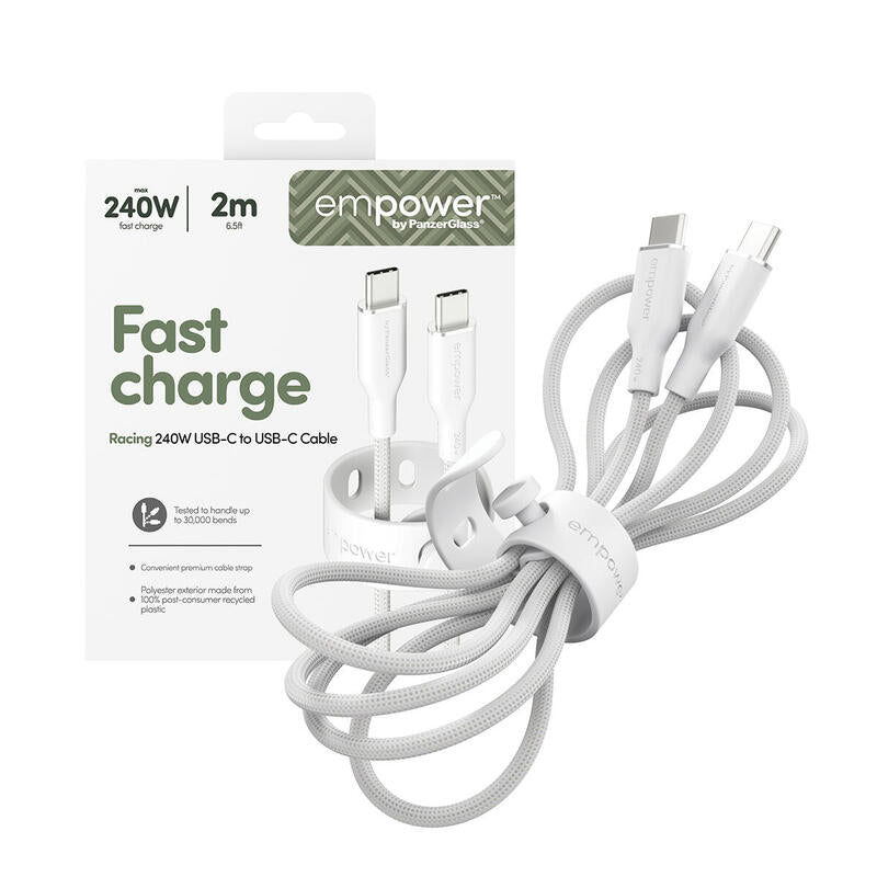 Panzerglass Empower Racing 240w Usb-C To Usb-C Cable Usb 2.0 2m Silver Blanco