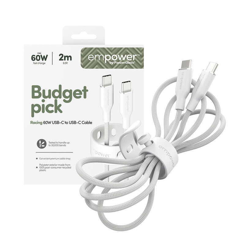 Panzerglass Empower Racing 60w Usb-C To Usb-C Cable Usb 2.0 2m Silver Blanco