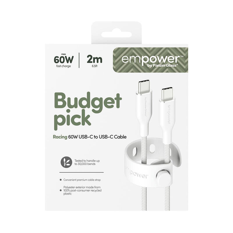 Panzerglass Empower Racing 60w Usb-C To Usb-C Cable Usb 2.0 2m Silver Blanco