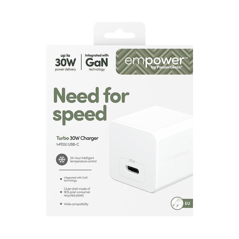 Panzerglass Empower Turbo 30w Charger Single Usb-C Eu Plug Silver Blanco