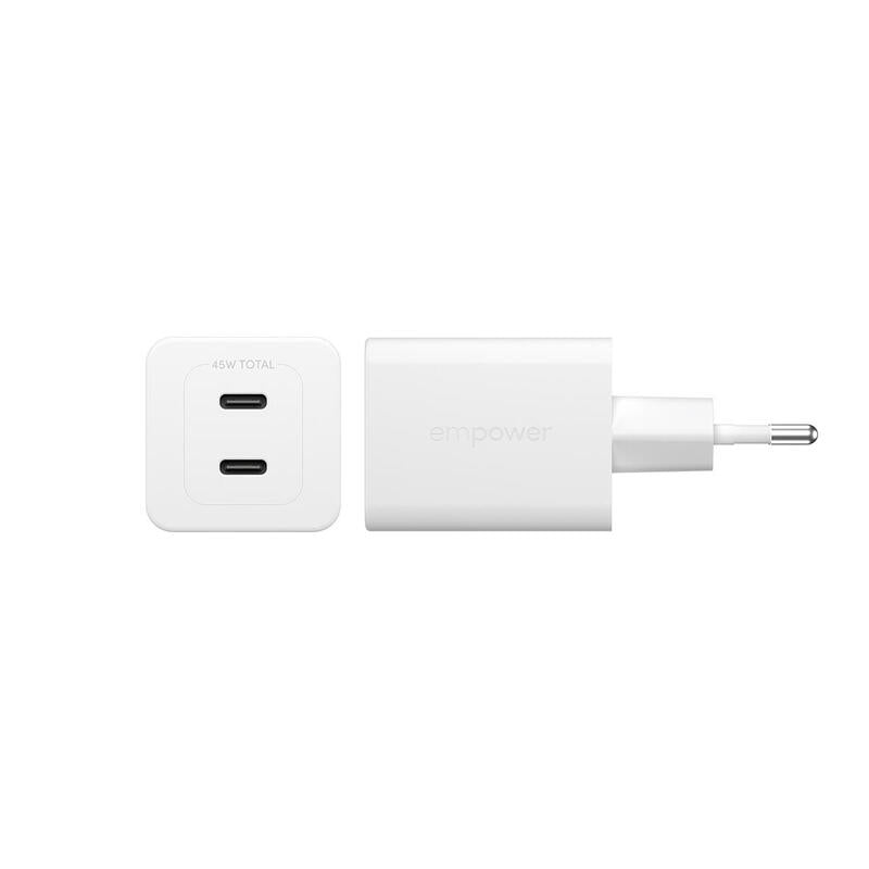 Panzerglass Empower Turbo 45w Charger Inkl. 2x Usb-C Eu Plug Silver Blanco