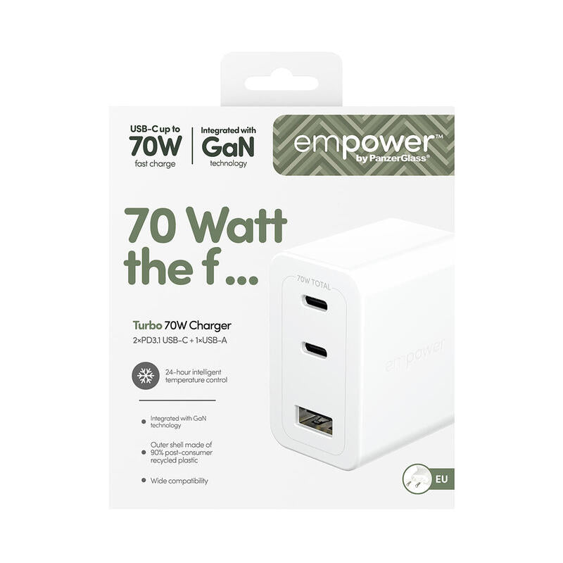Panzerglass Empower Turbo 70w Multiple Charger Inkl. 2x Usb-C + Usb-A Eu Plug