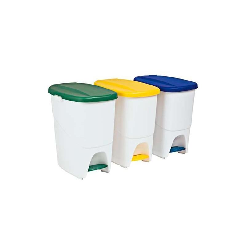 Papelera Con Pedal 25l Blanco/Verde