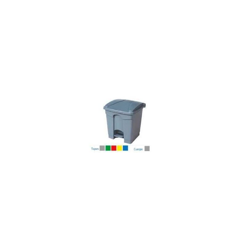 Papelera Con Pedal 30 Litros Tapa Color Cuerpo Gris