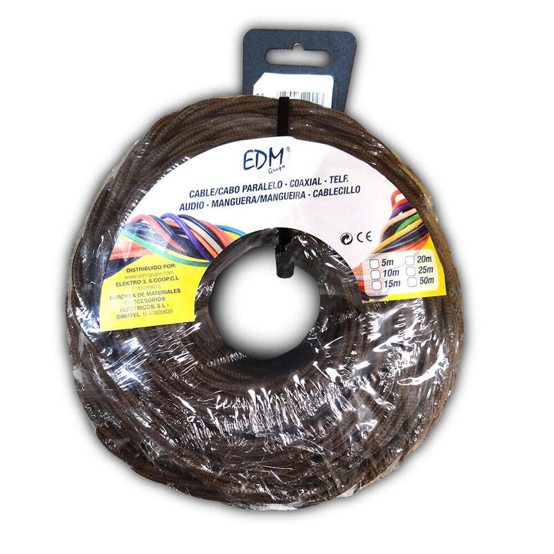 Paralelo Textil Trenzado 2x1,5mm Negro 5m