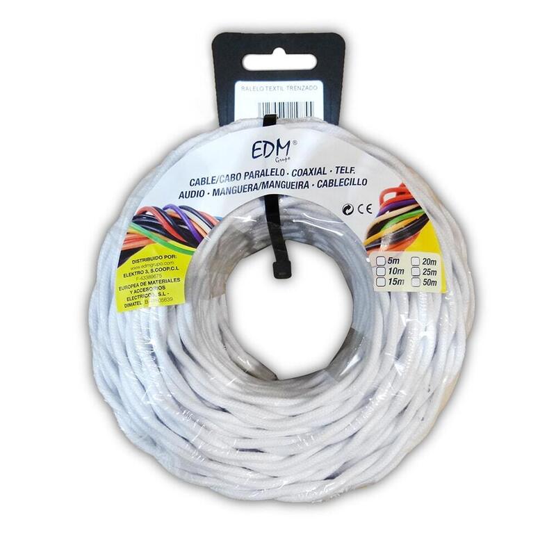 Paralelo Textil Trenzado 2x1mm Blanco 25m