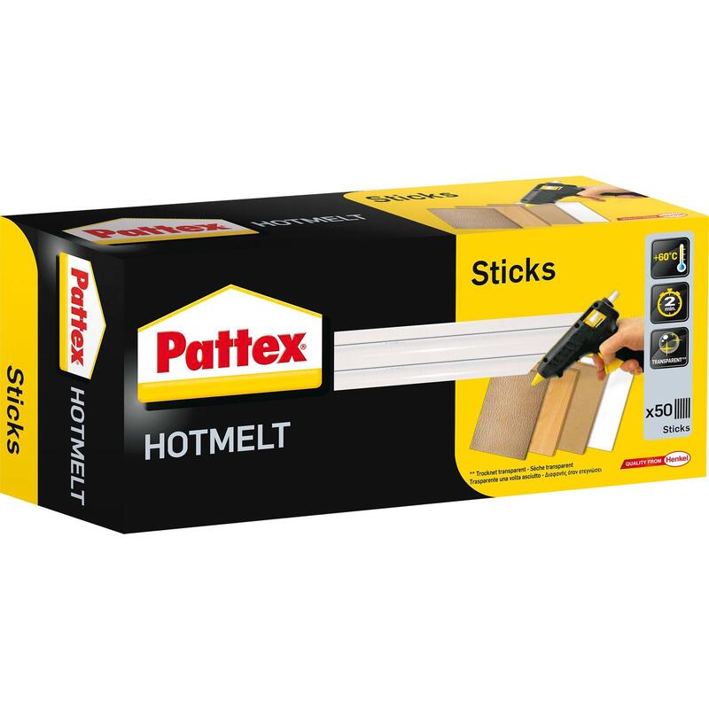Pattex Hot Sticks, Transparent, ° 11 Mm, 50 Sticks, 1kg,