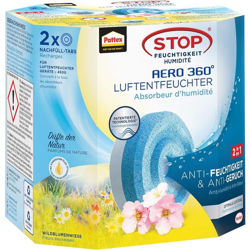 Pattex Luftentfeuchter Nachfüll Tabs Aero 360 2x450g Meadow