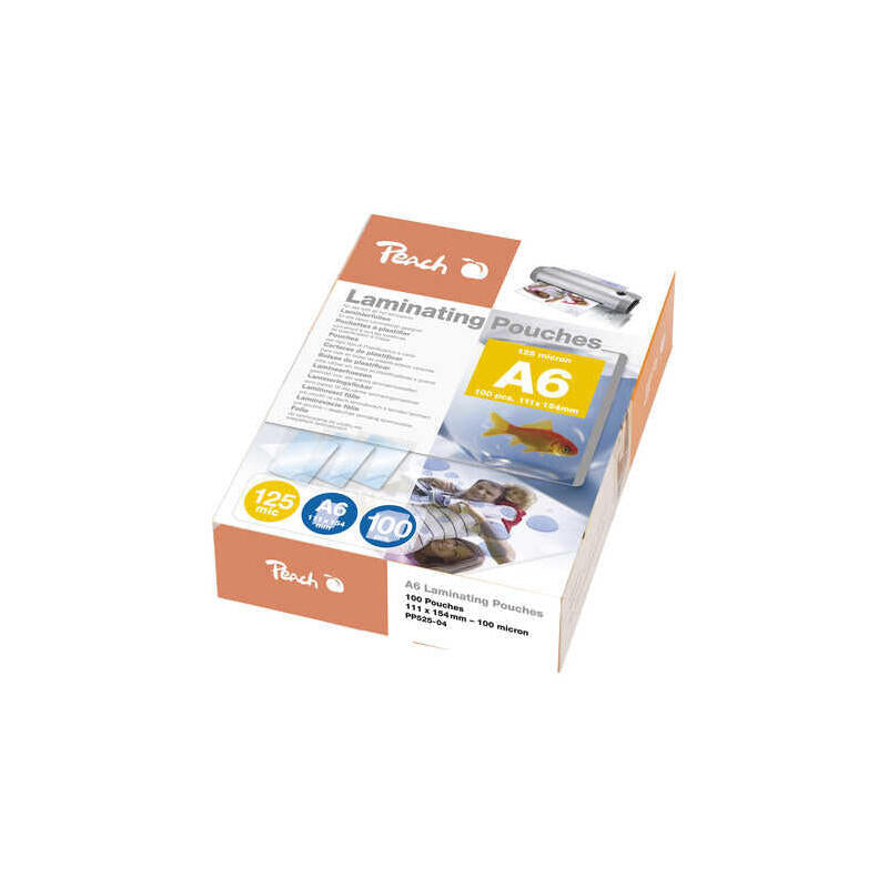 Peach Fundas Para Plastificar A6 125mic Brillante 100pk