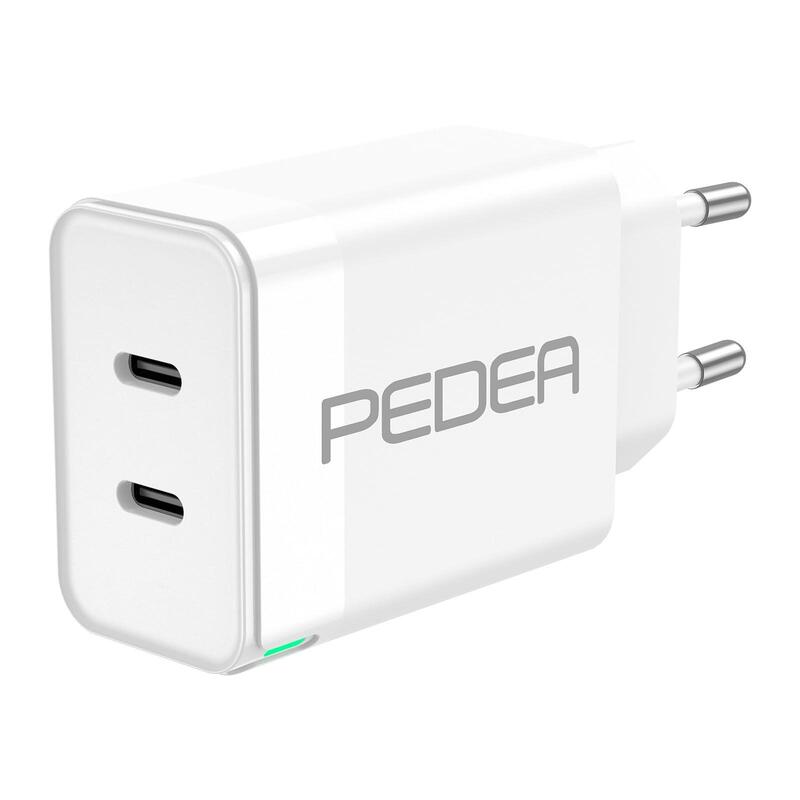 Pedea 40w Usb-C (Pd) Cargador Rápido - 2-Ports Múltiple Handy-Cargador Con Usb-C, Blanco