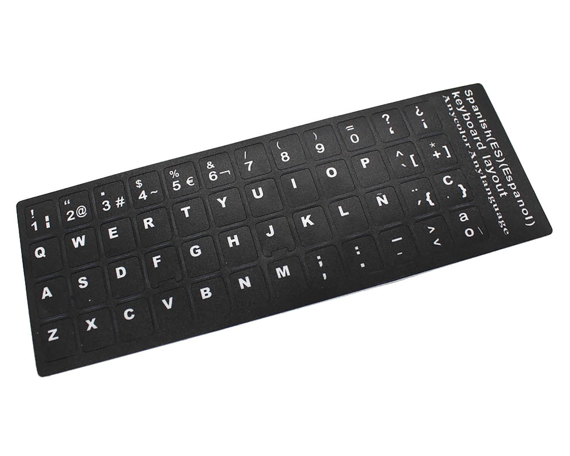 Pegatina Para Convertir Teclado En Idioma Español / Castellano Negro