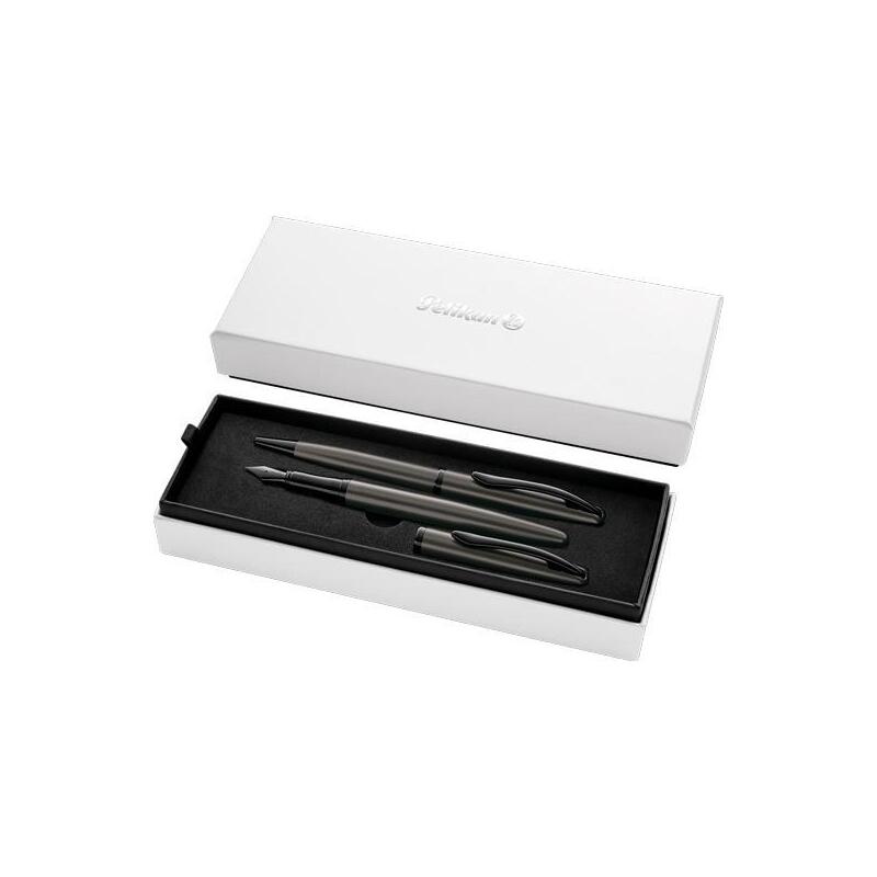 Pelikan Set Bolígrafo + Estilográfica Jazz Noble Elegance Tinta Azul Color Piedra Estuche De Regalo