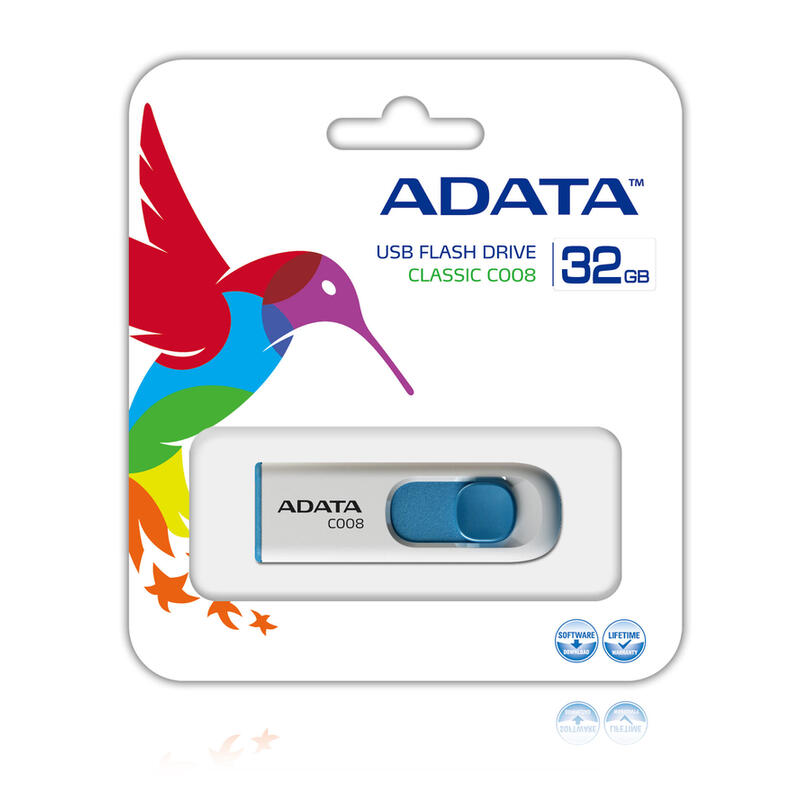 Pendrive Adata 32gb 2.0 Classic Series C008 Blanco