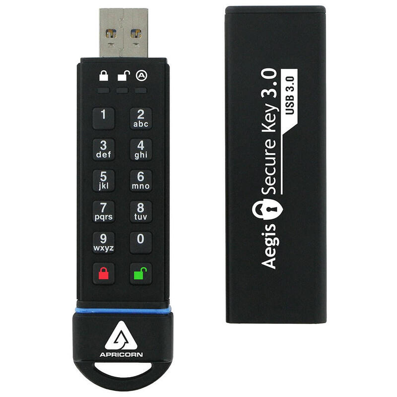 Pendrive Apricorn Usb 3.0 60gb Securekey 256bit Aes-Xts, Ip58,