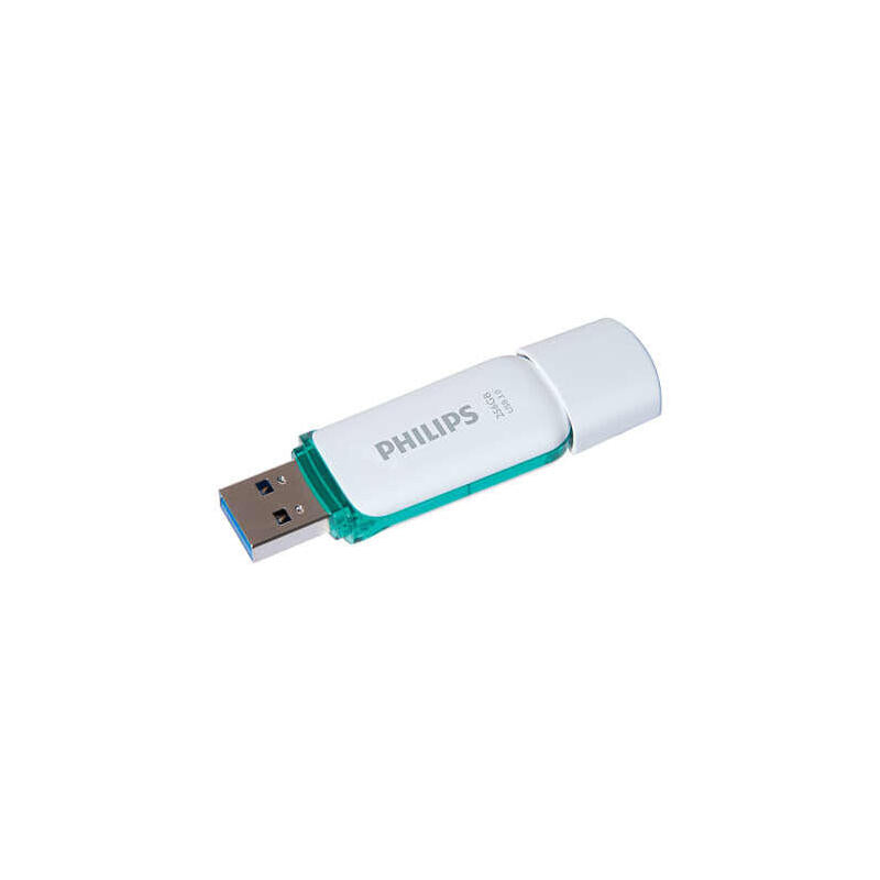 Pendrive Philips 256 Gb, Usb Tipo A, 3.2 Gen 1 (3.1 Gen 1), Tapa, 8 G, Turquesa, Blanco