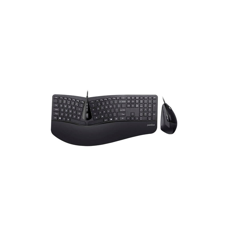 Perixx Periduo-505b, De, Wired Usb Ergonomic Split Teclado And Vertical Mouse Combo, Black