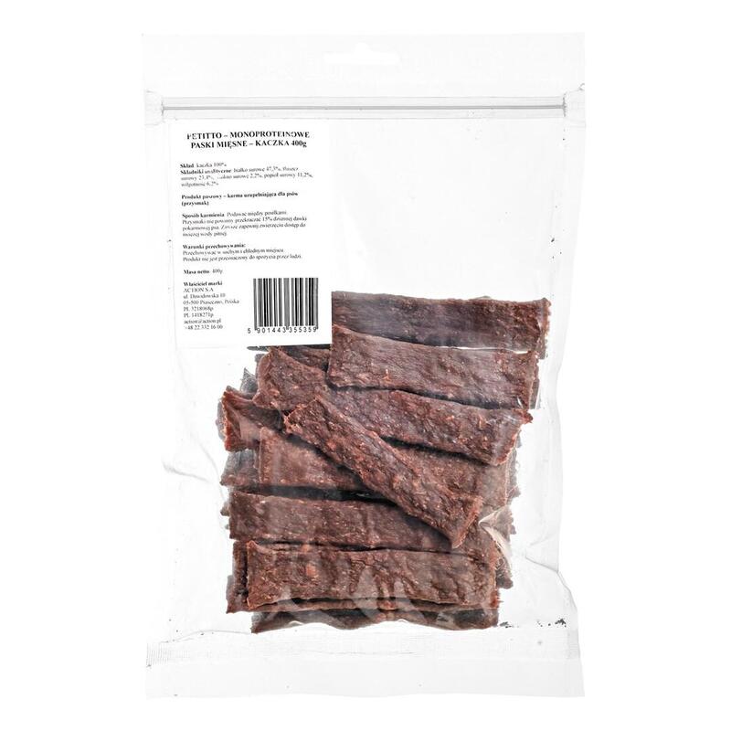 Petitto  Monoproteinowe Paski Miesne  Kaczka - Przysmak Para Perro 400g