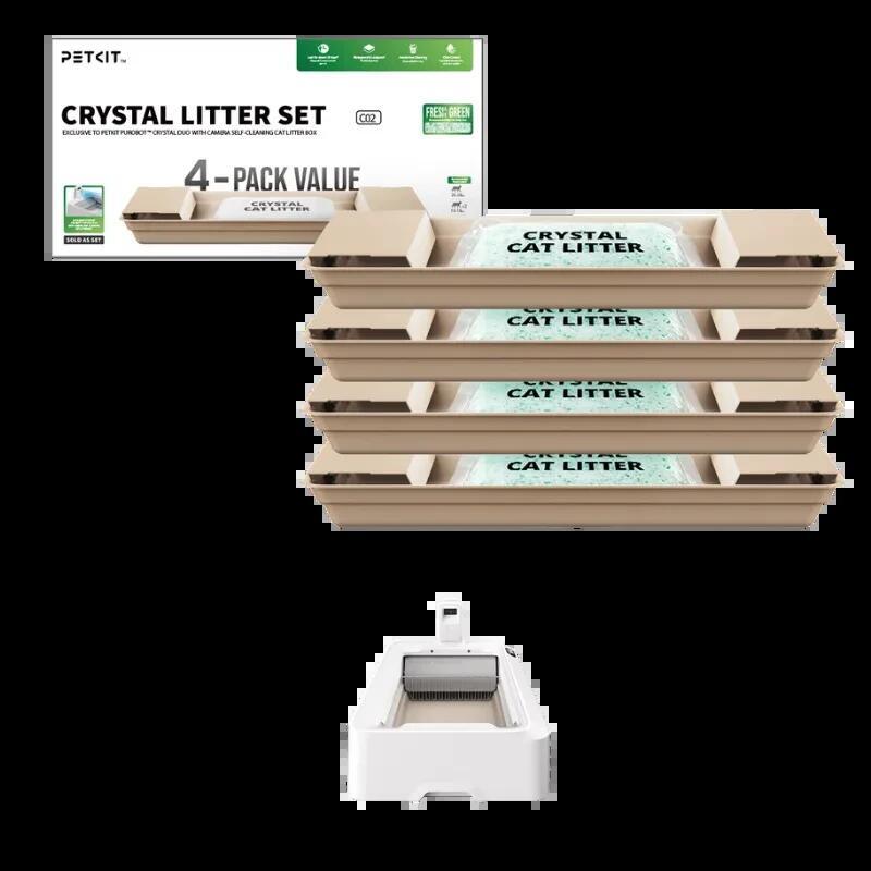 Petkit Set De Arena Para Gatos Verde Fresh + Bandejas Reemplazables Para Purobot Crystal Duo (Pack X4)