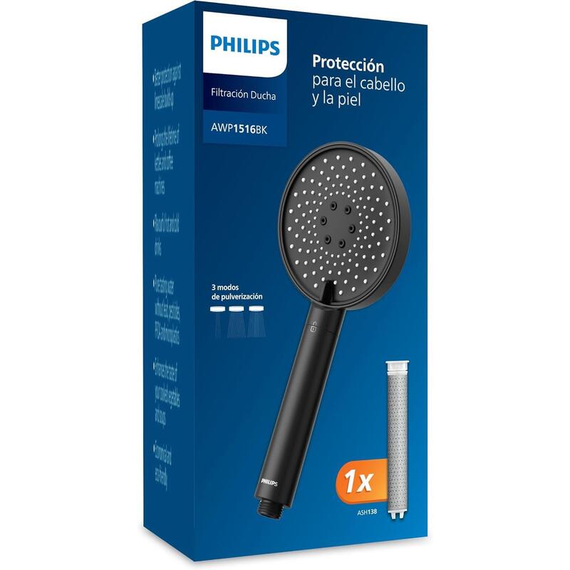 Philips Ash1516bk/10 Duschbrause Con Filter, Negro