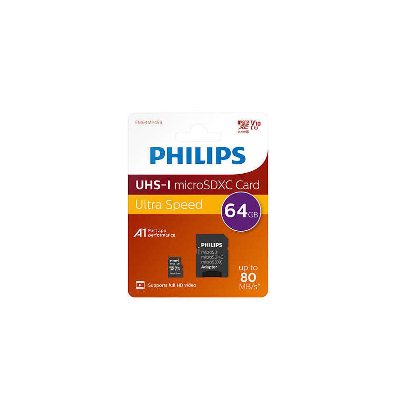Philips Sd Micro Sdhc Card  64gb Card Class 10 Incl. Adapter