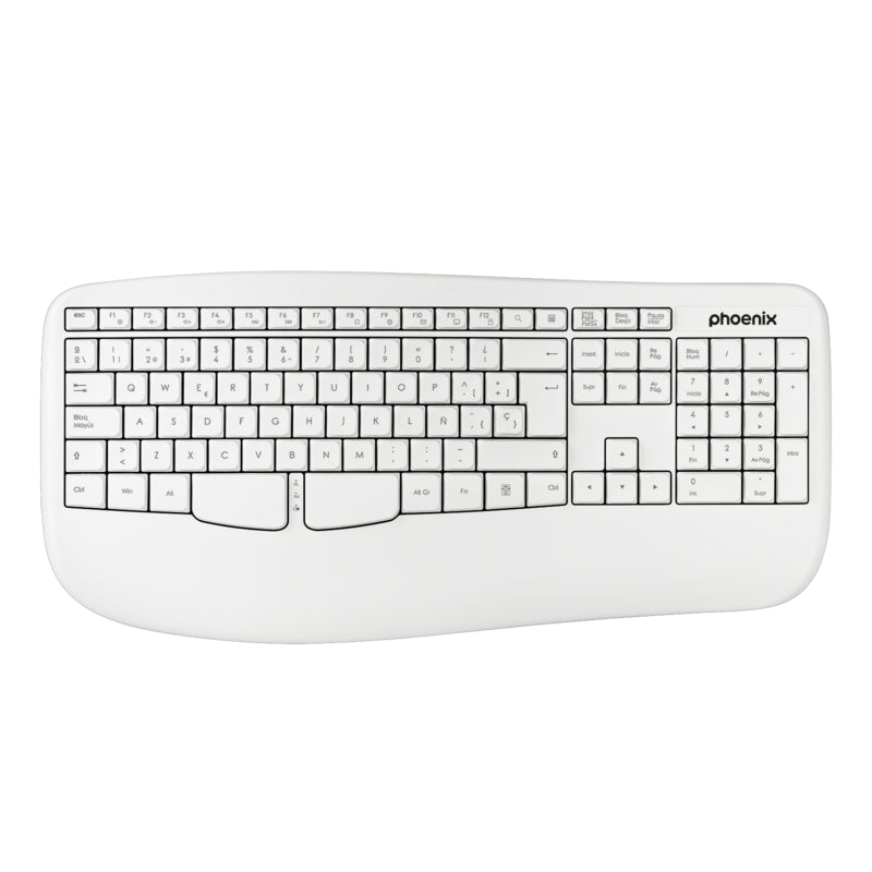 Phoenix K201 Teclado Ergonómico Inalámbrico 2.4ghz Blanco