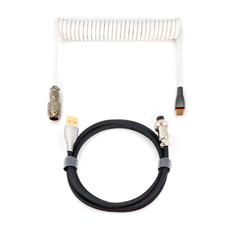 Phoenix Kioru Cable Aviador En Espiral Con Conector Tipo C Para Teclados Gaming Negro Y Blanco