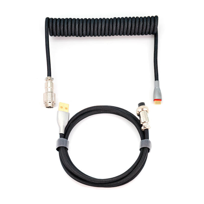 Phoenix Kioru Cable Aviador En Espiral Con Conector Tipo C Para Teclados Gaming Negro Y Gris