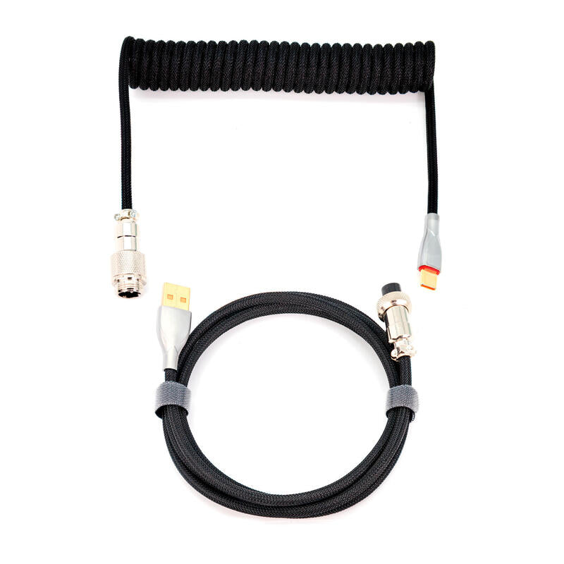 Phoenix Kioru Cable Aviador En Espiral Con Conector Tipo C Para Teclados Gaming Negro