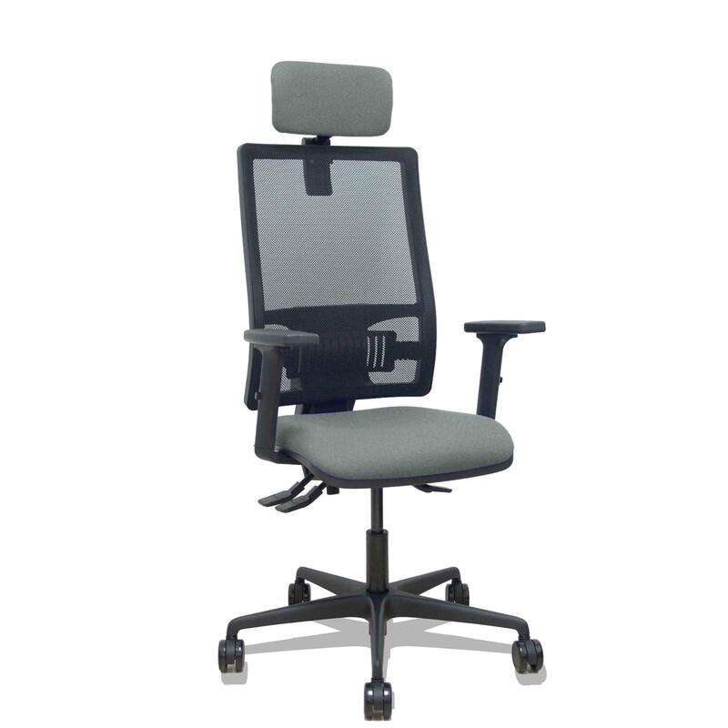 Piqueras Y Crespo Silla Bormate Asincro Malla Negra Asiento Bali Gris Brazos 2d Ruedas 65mm Cabecero Regulable