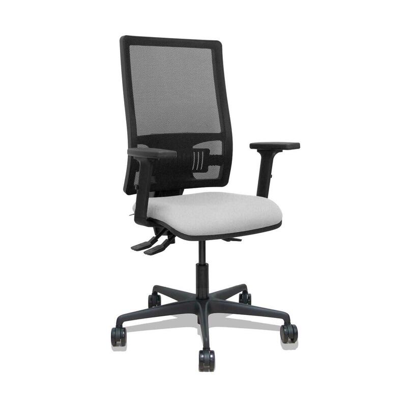 Piqueras Y Crespo Silla Bormate Asincro Malla Negra Asiento Bali Gris Claro Brazos 2d Ruedas 65mm