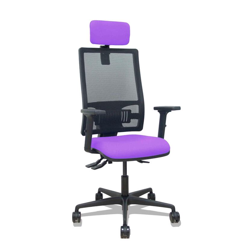 Piqueras Y Crespo Silla Bormate Asincro Malla Negra Asiento Bali Lila Brazos 2d Ruedas 65mm Cabecero Regulable