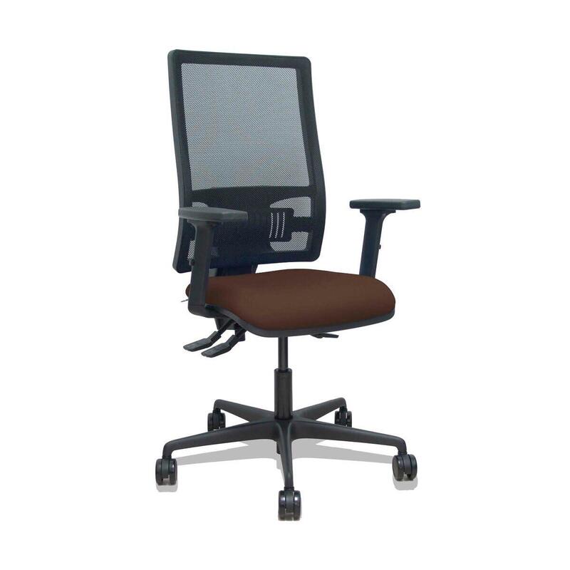 Piqueras Y Crespo Silla Bormate Asincro Malla Negra Asiento Bali Marron Oscuro Brazos 2d Ruedas 65mm