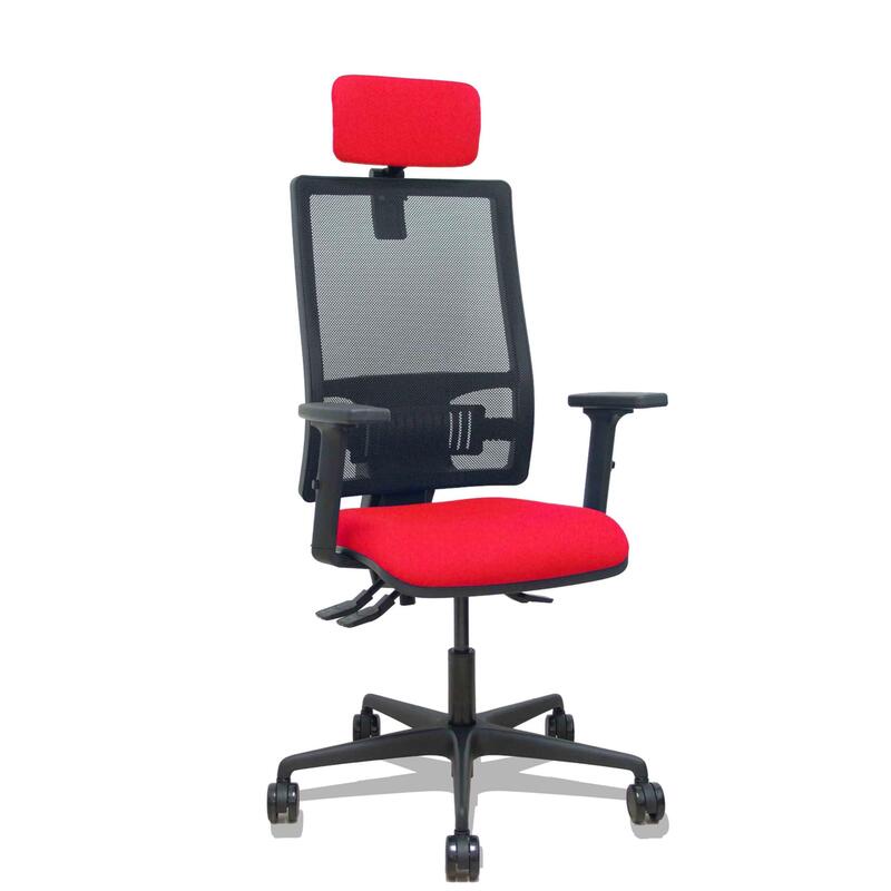Piqueras Y Crespo Silla Bormate Asincro Malla Negra Asiento Bali Rojo Brazos 2d Ruedas 65mm Cabecero Regulable