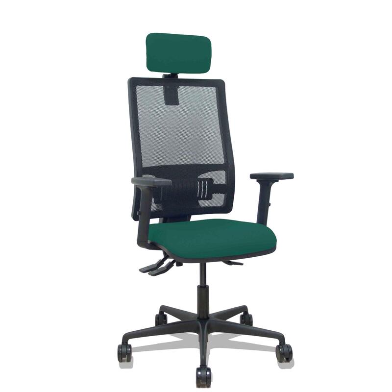 Piqueras Y Crespo Silla Bormate Asincro Malla Negra Asiento Bali Verde Botella Brazos 2d Ruedas 65mm Cabecero Regulable