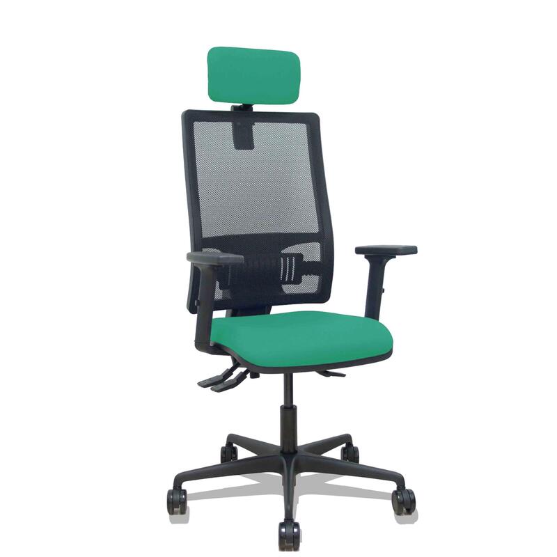 Piqueras Y Crespo Silla Bormate Asincro Malla Negra Asiento Bali Verde Petroleo Brazos 2d Ruedas 65mm Cabecero Regulable