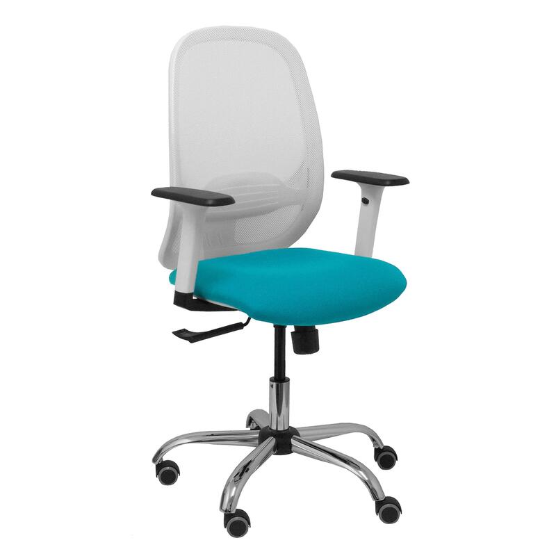Piqueras Y Crespo Silla Cilanco Blanca Malla Blanca Asiento Bali Turquesa Brazo Regulable Base Cromada Ruedas Parque