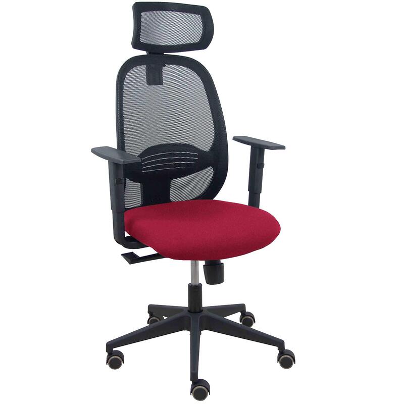Piqueras Y Crespo Silla Cilanco Negra Malla Negra Asiento Bali Granate Brazo Regulable Cabecero Regulable