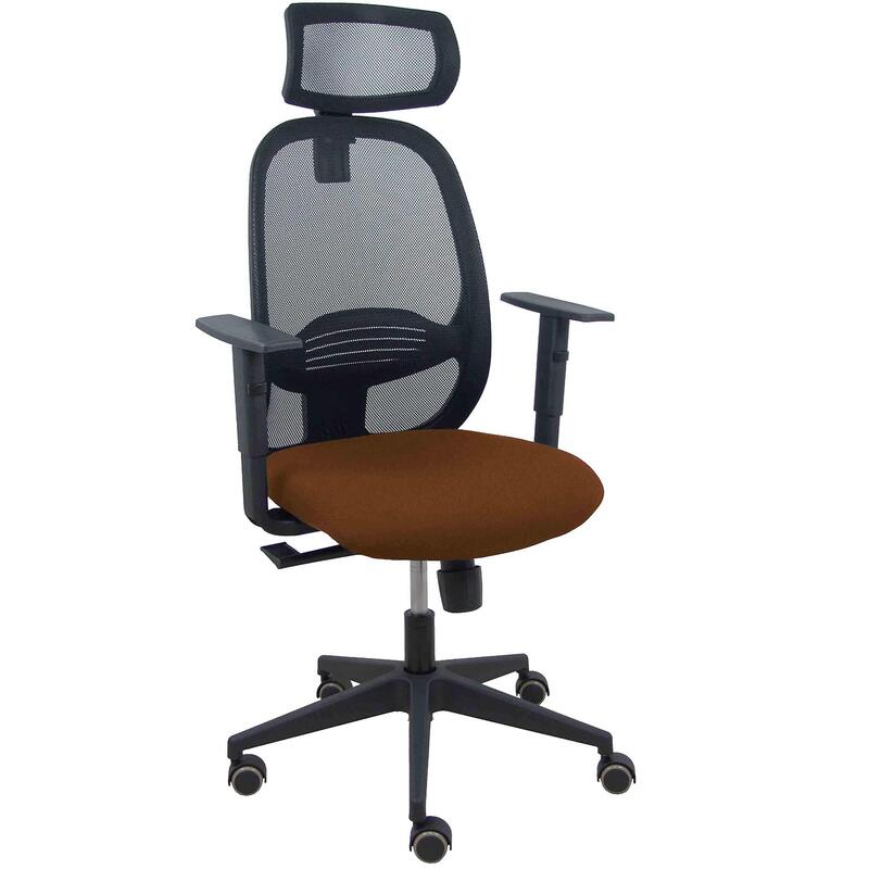 Piqueras Y Crespo Silla Cilanco Negra Malla Negra Asiento Bali Marron Oscuro Brazo Regulable Cabecero Regulable