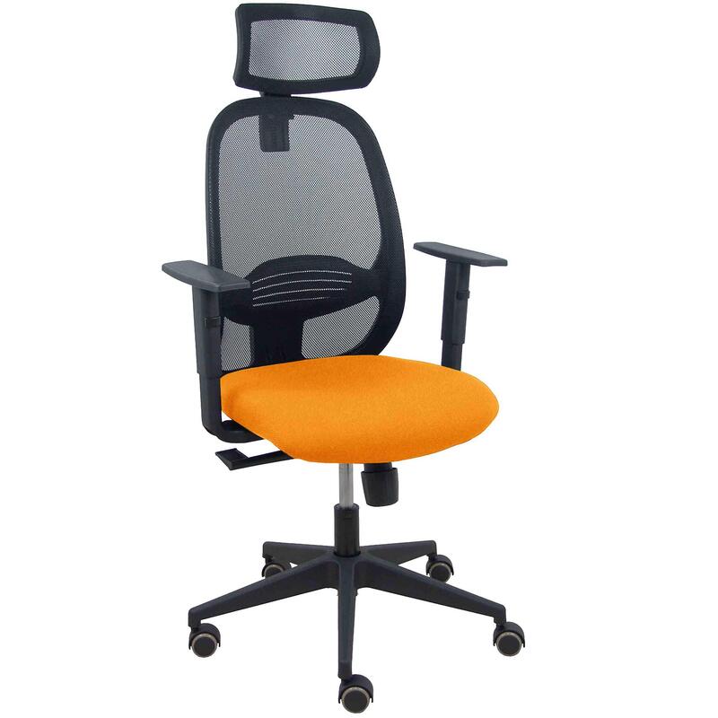 Piqueras Y Crespo Silla Cilanco Negra Malla Negra Asiento Bali Naranja Brazo Regulable Cabecero Regulable