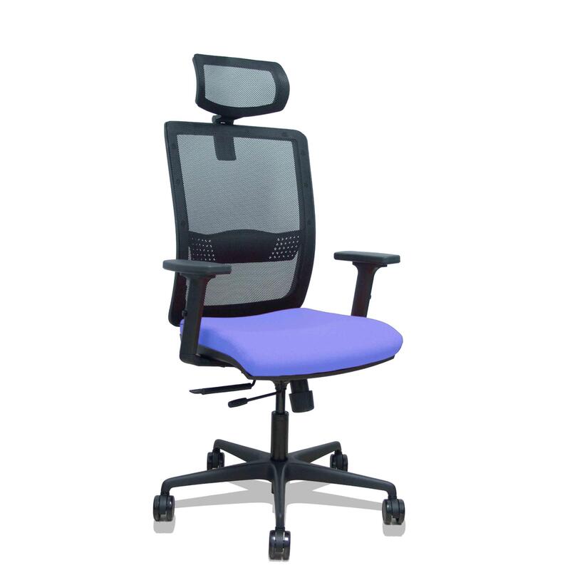Piqueras Y Crespo Silla Haches Traslack Malla Negra Asiento Bali Azul Claro Brazos 2d Ruedas 65mm Cabecero Regulable