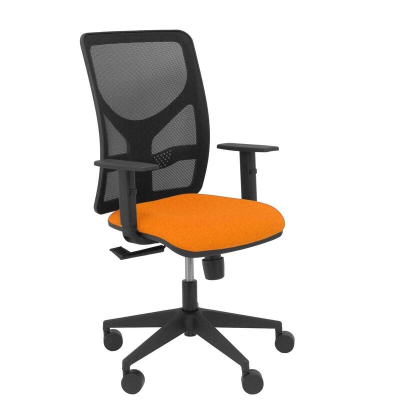Piqueras Y Crespo Silla Motilla Malla Negra Asiento Bali Naranja Brazo Regulable Ruedas 65mm
