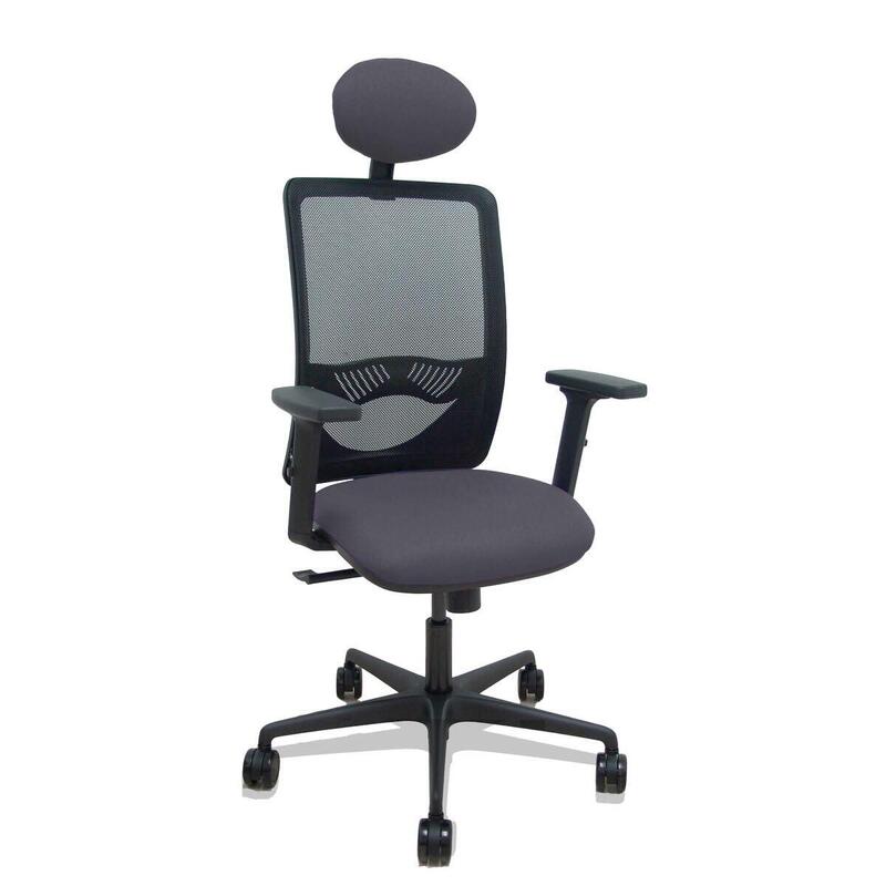 Piqueras Y Crespo Silla Zulema Sincro Malla Negra Asiento Bali Gris Oscuro Brazos 2d Ruedas 65mm Cabecero
