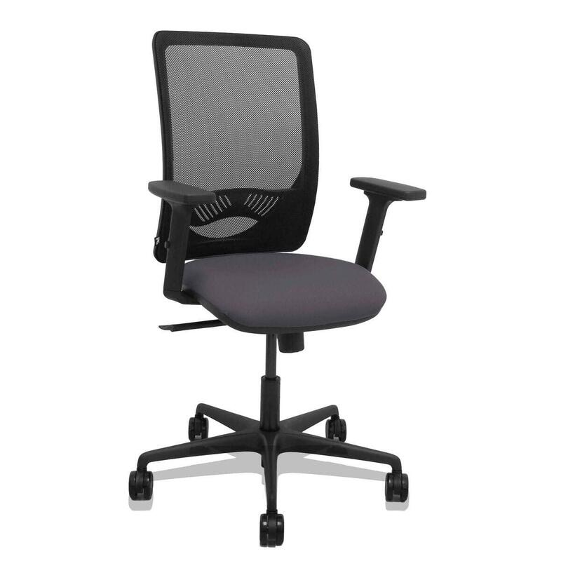 Piqueras Y Crespo Silla Zulema Sincro Malla Negra Asiento Bali Gris Oscuro Brazos 2d Ruedas 65mm