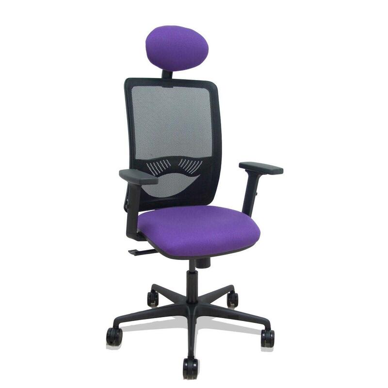 Piqueras Y Crespo Silla Zulema Sincro Malla Negra Asiento Bali Lila Brazos 2d Ruedas 65mm Cabecero
