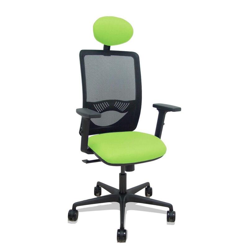 Piqueras Y Crespo Silla Zulema Sincro Malla Negra Asiento Bali Pistacho Brazos 2d Ruedas 65mm Cabecero
