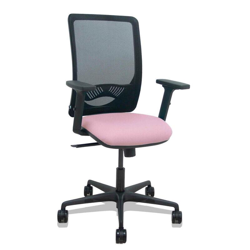 Piqueras Y Crespo Silla Zulema Sincro Malla Negra Asiento Bali Rosa Brazos 2d Ruedas 65mm