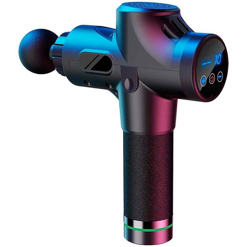 Pistola De Masaje Muscular Mg-009 6 Cabezales 30 Niveles Negro Mate